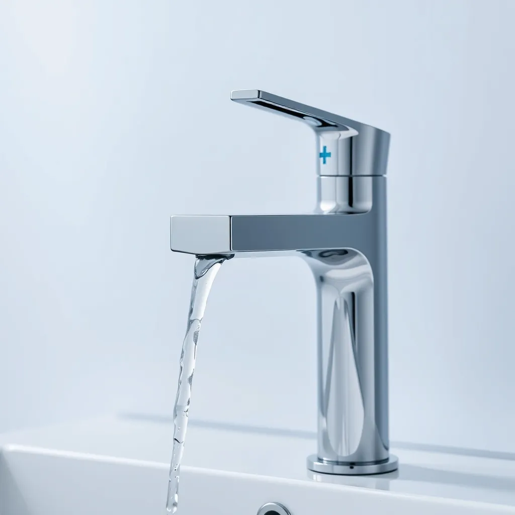 Miscelatore da lavabo cromato con getto d'acqua